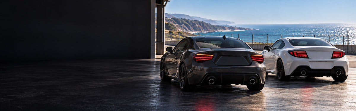 RIGNOX 86 brz tail lights installed scene with clear left copy space