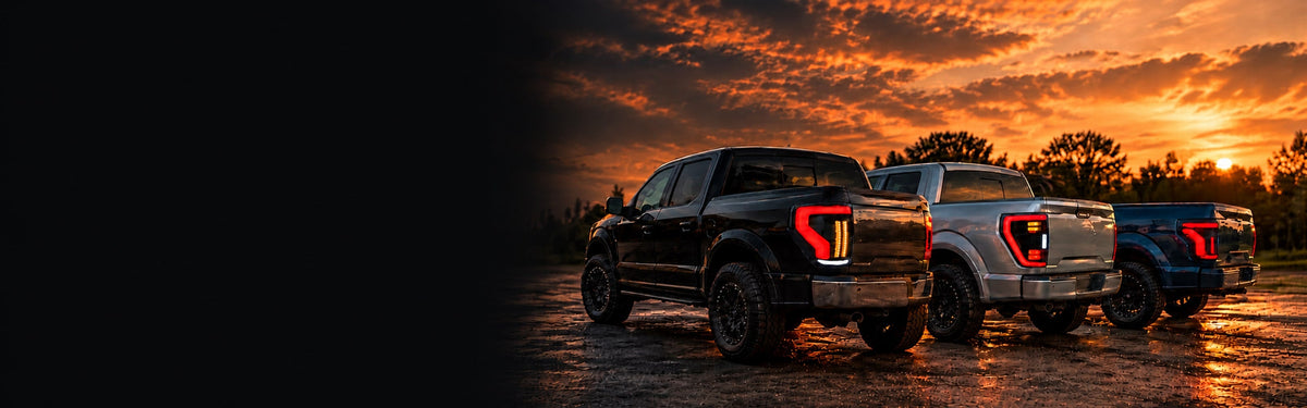 RIGNOX aftermarket tail lights on multiple Ford F-150 generations
