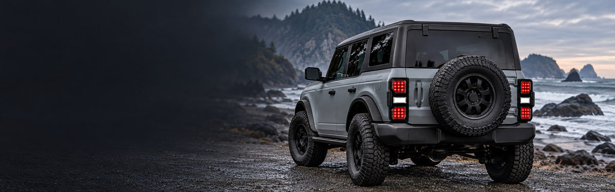 RIGNOX bronco tail lights installed scene with clear left copy space