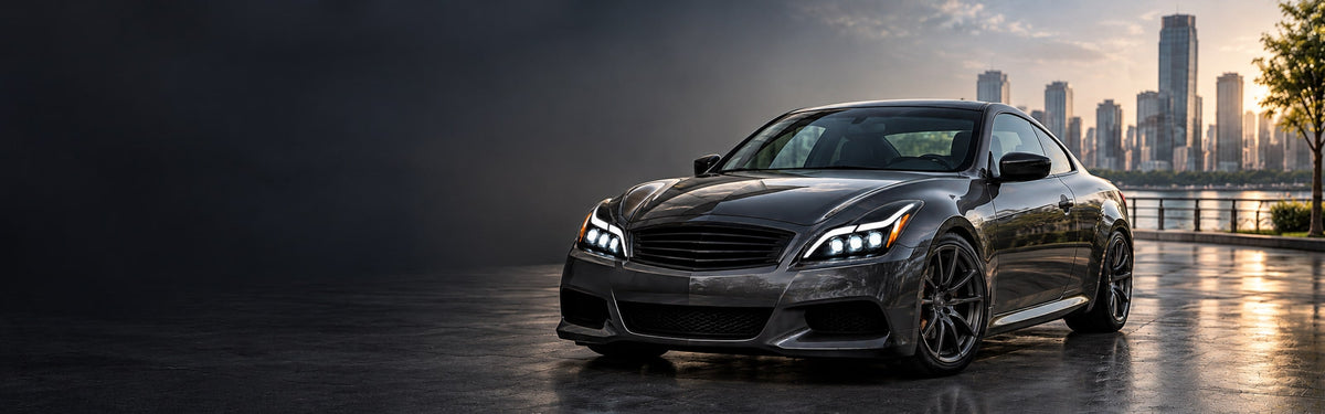 RIGNOX infiniti g37 headlights installed scene with clear left copy space