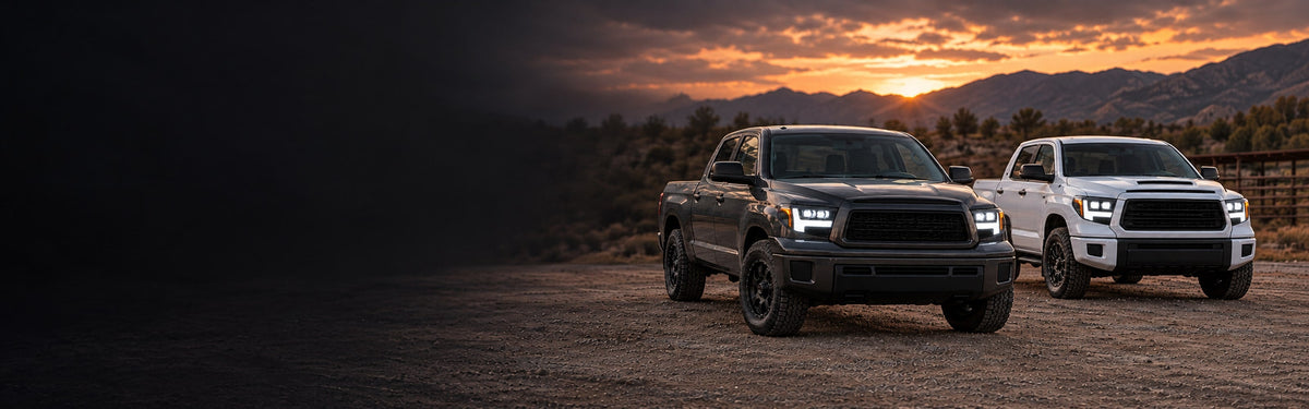 RIGNOX tundra headlights installed scene with clear left copy space