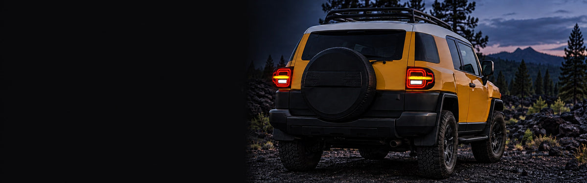 RIGNOX fj cruiser tail lights installed aftermarket lights with clear left copy space