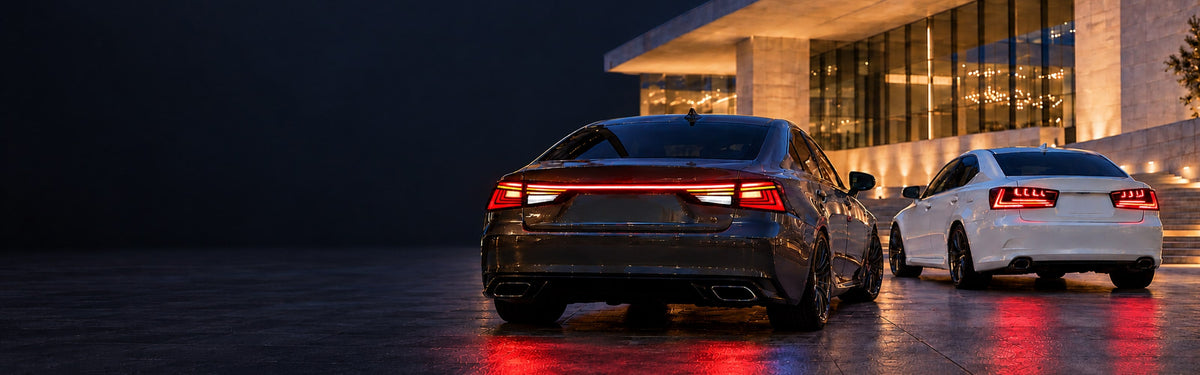 RIGNOX lexus is tail lights installed scene with clear left copy space