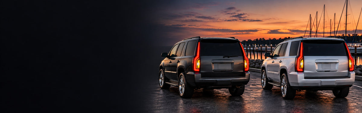 RIGNOX yukon model tail lights scene installed aftermarket lights with clear left copy space