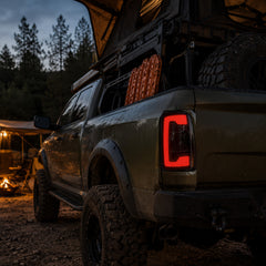 2002-2008 Dodge Ram Sequential LED Tail Lights — smoke red bar year specific fitment scene 02 light flipped - T-RAM02-06