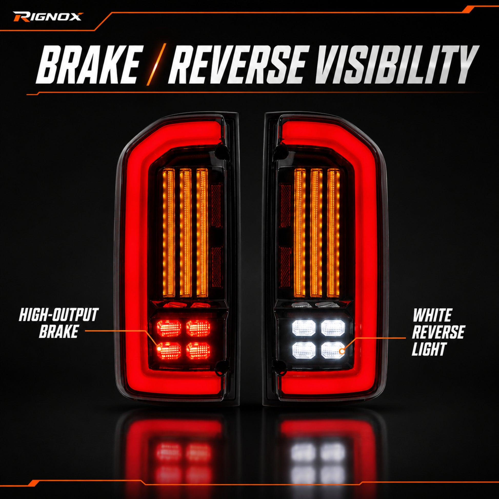 1995-2004 Toyota Tacoma Sequential LED Tail Lights — smoked red LED brake reverse visibility — T-TACO95