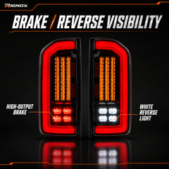 1995-2004 Toyota Tacoma Sequential LED Tail Lights — smoked red LED brake reverse visibility — T-TACO95