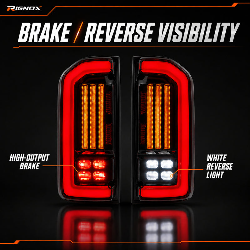 1995-2004 Toyota Tacoma Sequential LED Tail Lights — smoked red LED brake reverse visibility — T-TACO95