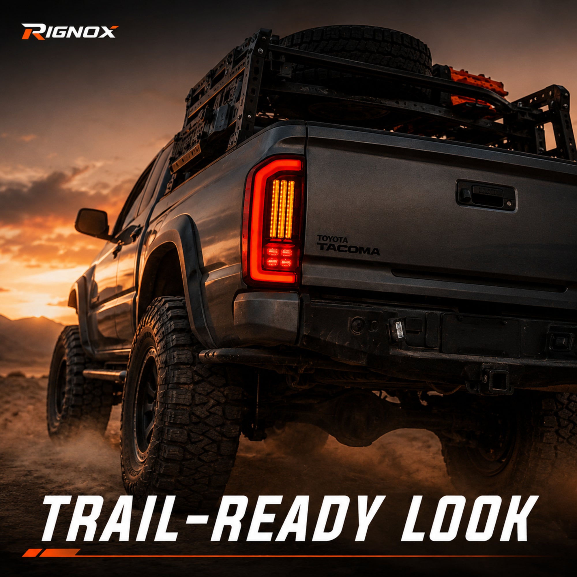 1995-2004 Toyota Tacoma Sequential LED Tail Lights — smoked red LED low dust trail ready — T-TACO95
