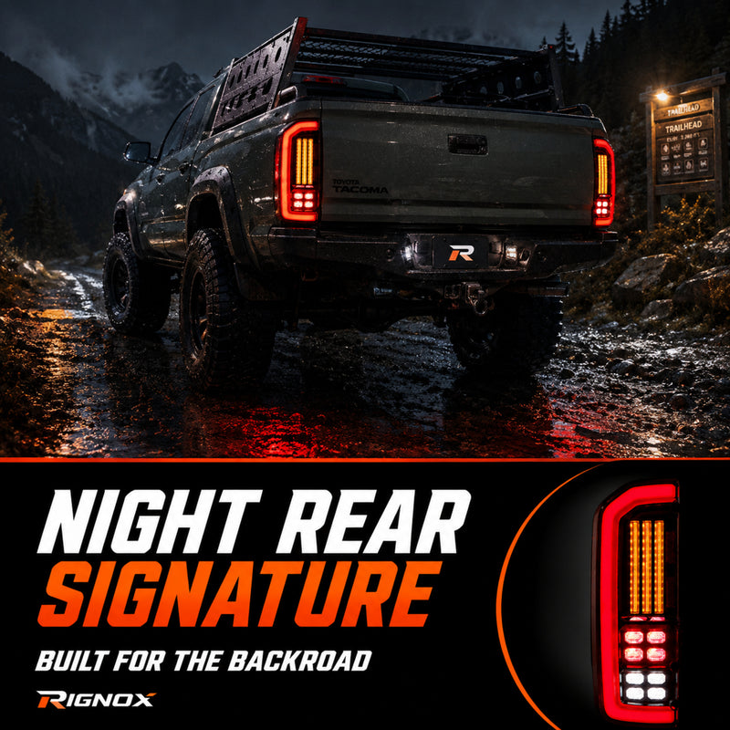 1995-2004 Toyota Tacoma Sequential LED Tail Lights — smoked red LED night signature weather ready — T-TACO95