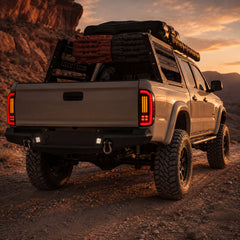 1995-2004 Toyota Tacoma Sequential LED Tail Lights — smoked red LED rear45 dusk trail — T-TACO95
