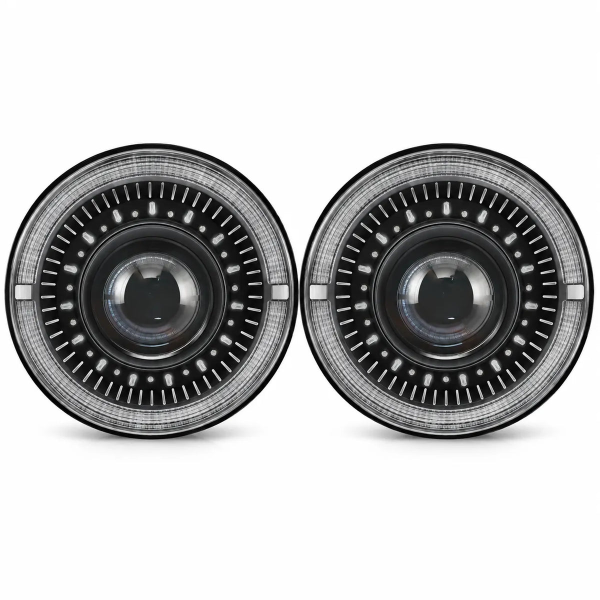 1997-2018 Jeep Wrangler TJ & JK 7-Inch Round LED Projector Headlights Assembly — main image — H-WRA97-B