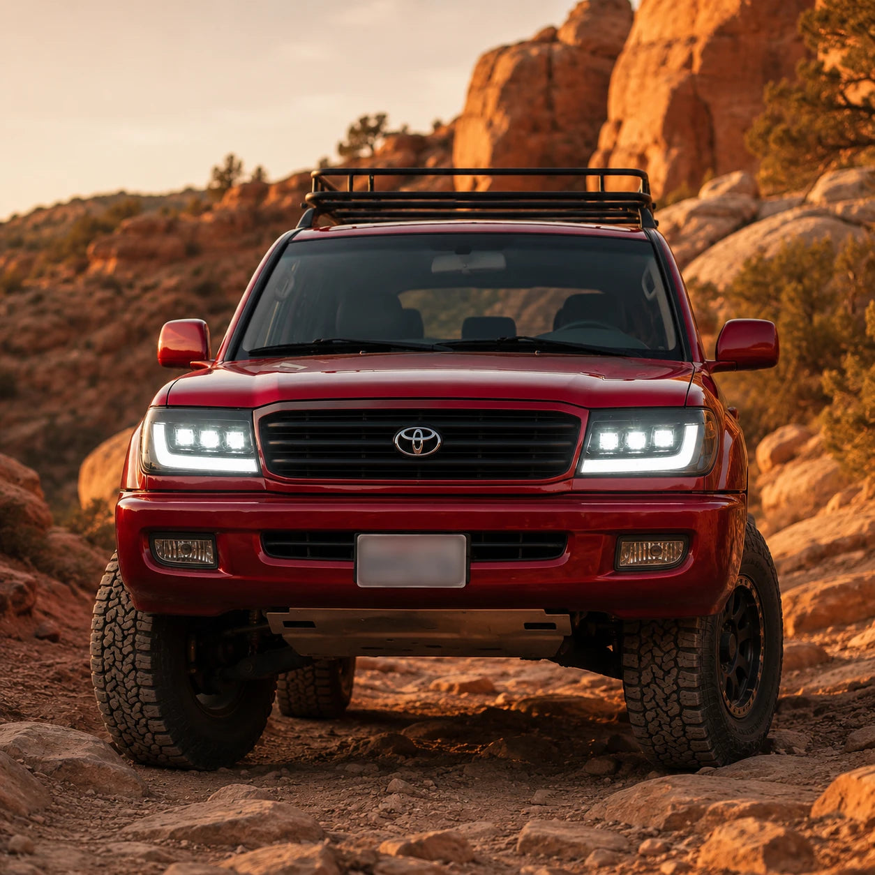 1998-2003 Toyota Land Cruiser 100 LED Triple Projector Headlights Assembly — conquer the wild — H-LC100-98