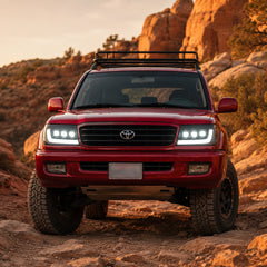 1998-2003 Toyota Land Cruiser 100 LED Triple Projector Headlights Assembly — conquer the wild — H-LC100-98