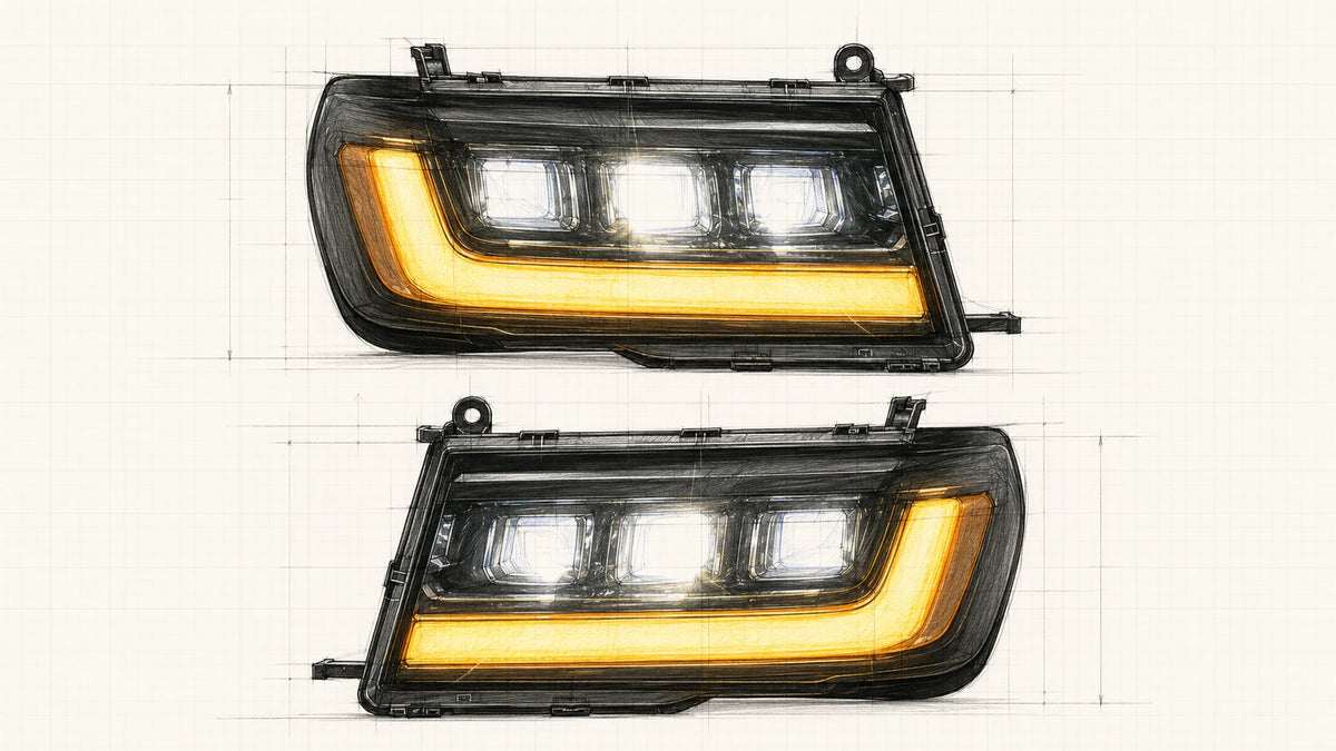 1998-2003 Toyota Land Cruiser 100 LED Triple Projector Headlights Assembly