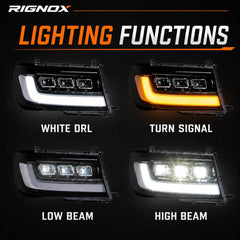 1998-2003 Toyota Land Cruiser 100 LED Triple Projector Headlights Assembly — lighting functions — H-LC100-98
