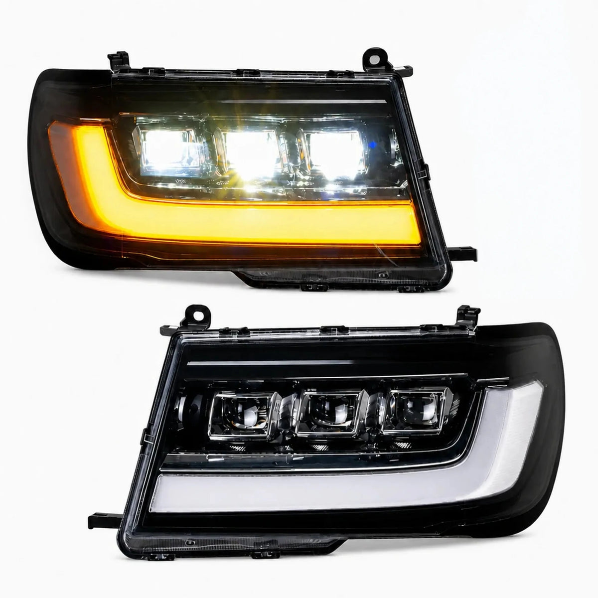 1998-2003 Toyota Land Cruiser 100 LED Triple Projector Headlights Assembly — main product view — H-LC100-98