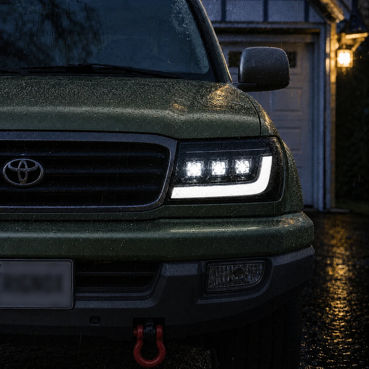1998-2003 Toyota Land Cruiser 100 LED Triple Projector Headlights Assembly — outstanding in rain — H-LC100-98
