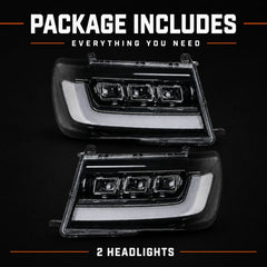 1998-2003 Toyota Land Cruiser 100 LED Triple Projector Headlights Assembly — package includes — H-LC100-98