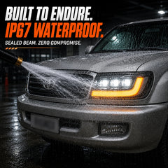 1998-2003 Toyota Land Cruiser 100 LED Triple Projector Headlights Assembly — waterproof — H-LC100-98