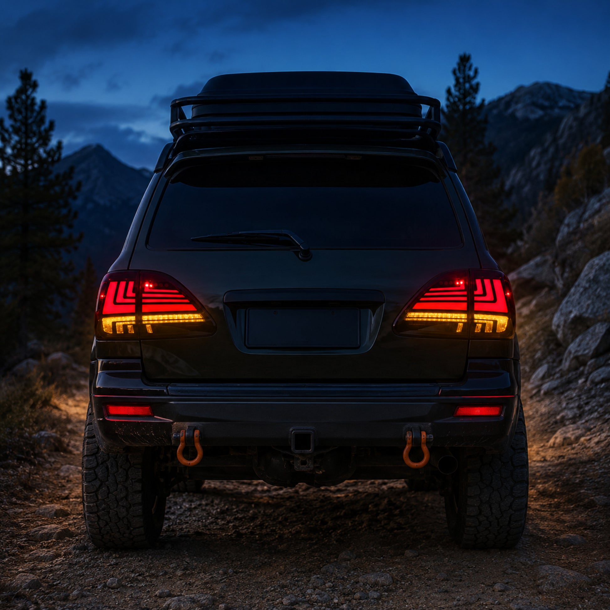 1998-2003 Lexus RX300 Sequential LED Tail Lights — smoked blue hour rear view - T-RX98-RR