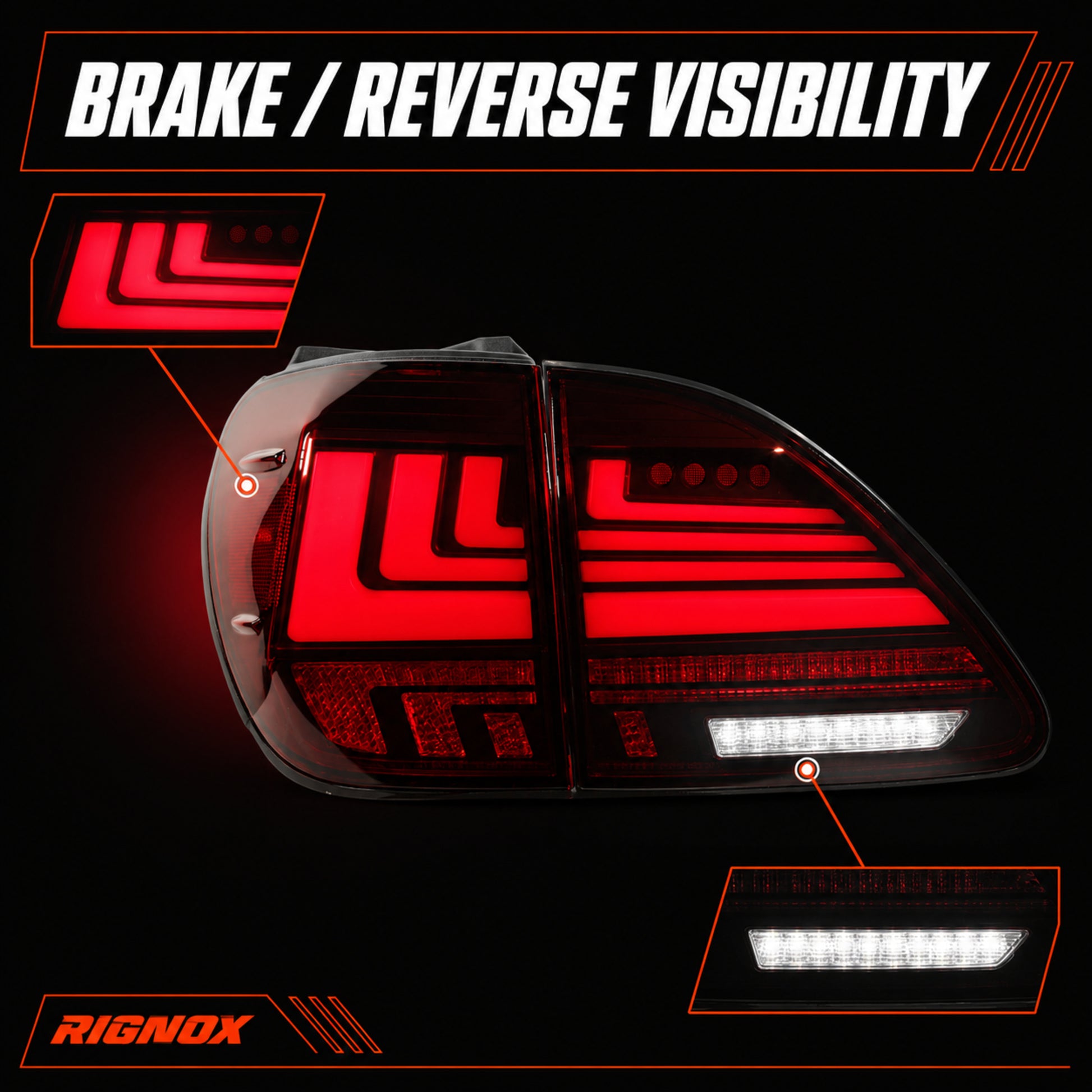 1998-2003 Lexus RX300 Sequential LED Tail Lights — smoked brake reverse visibility - T-RX98-RR