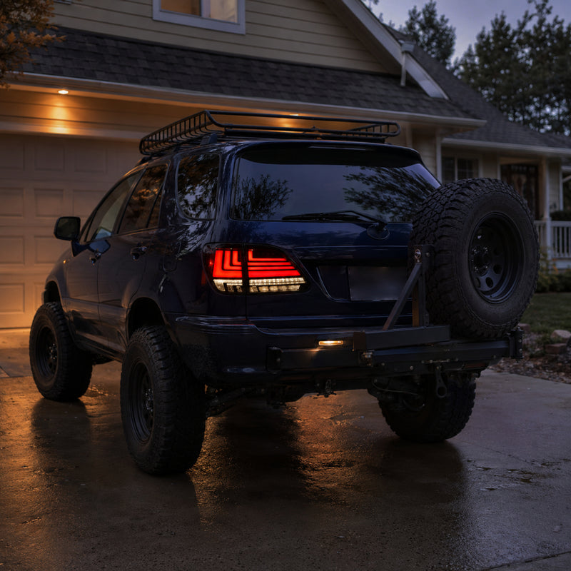 1998-2003 Lexus RX300 Sequential LED Tail Lights — smoked driveway dusk - T-RX98-RR