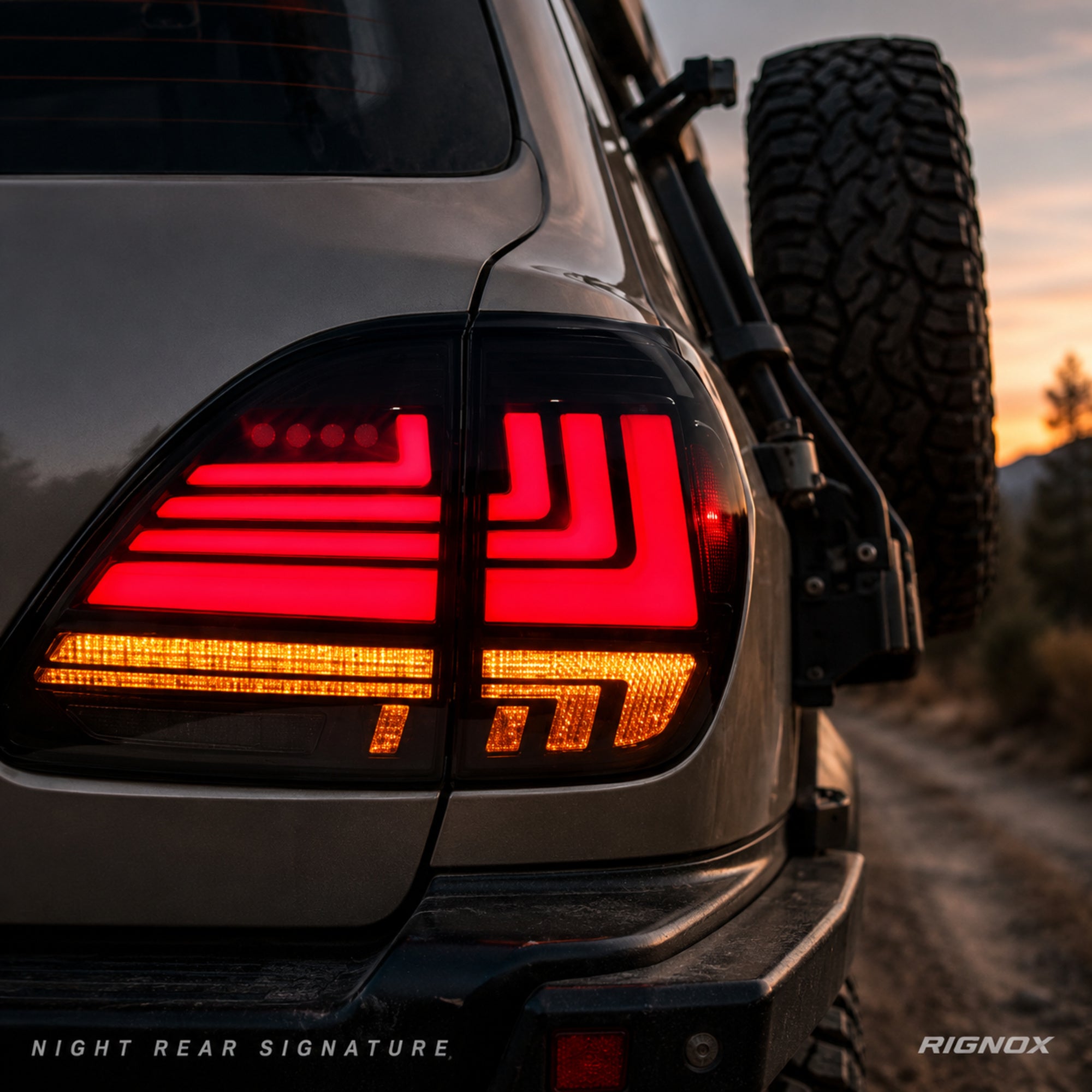 1998-2003 Lexus RX300 Sequential LED Tail Lights — smoked night rear signature - T-RX98-SR