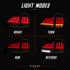 1998-2003 Lexus RX300 Sequential LED Tail Lights — smoked light modes minimal - T-RX98-SR