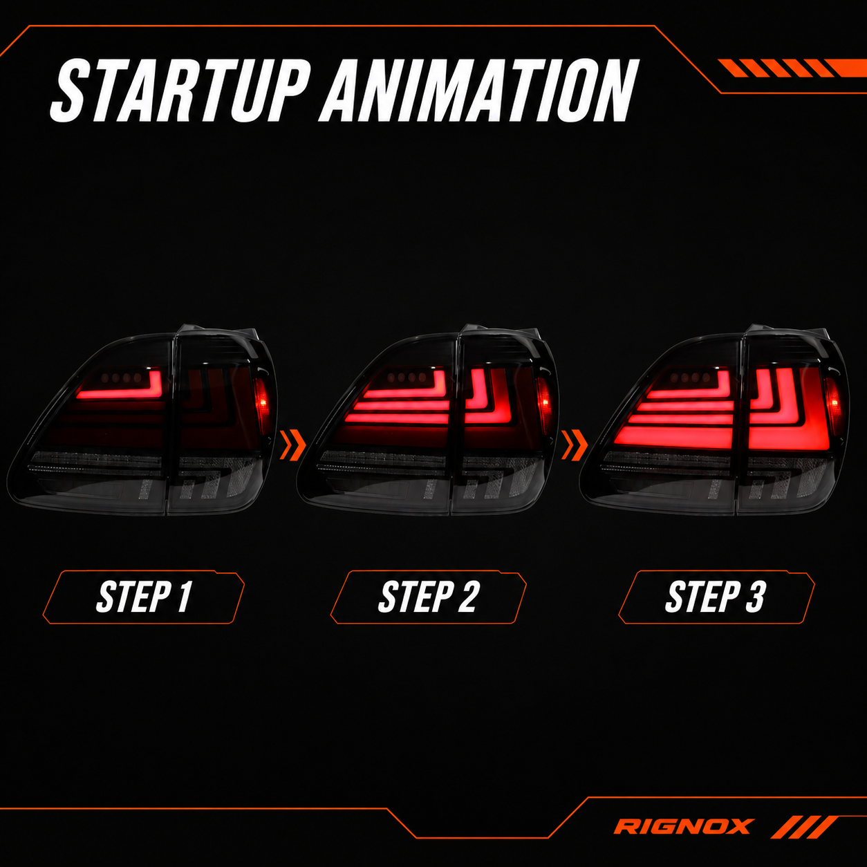 1998-2003 Lexus RX300 Sequential LED Tail Lights — smoked startup animation function - T-RX98-RR