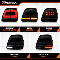 1998-2007 Toyota Land Cruiser 100 Sequential LED Tail Lights Assembly — lighting functions — T-LC100-98-SW