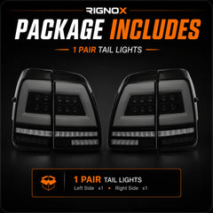 1998-2007 Toyota Land Cruiser 100 Sequential LED Tail Lights Assembly — package includes — T-LC100-98-SW