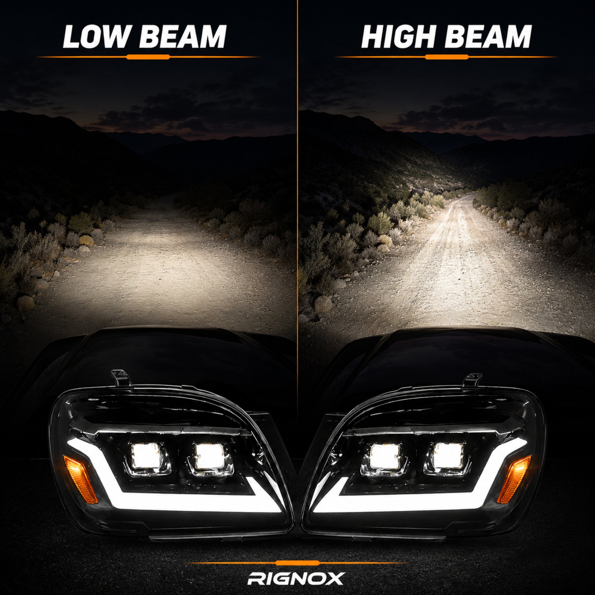 1998-2007 Lexus LX470 LED Triple Projector Headlights — black housing ledprojector sequential turn signal low high beam
