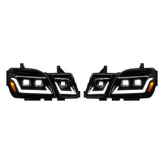 1998-2007 Lexus LX470 LED Triple Projector Headlights — black housing white background