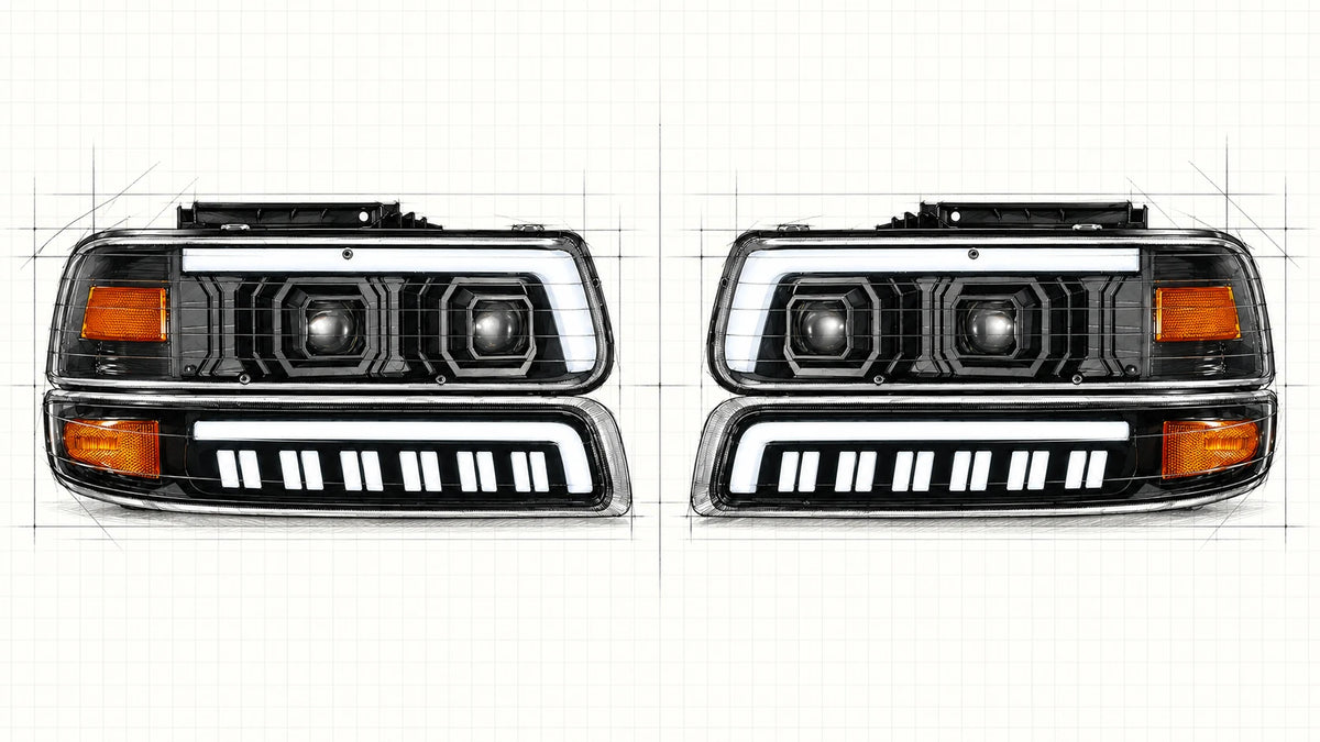 1999-2002 Chevrolet Silverado & 2000-2006 Tahoe / Suburban LED Dual Projector Headlights Assembly