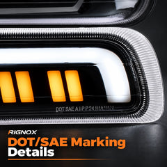 1999-2002 Chevrolet Silverado & 2000-2006 Tahoe / Suburban LED Dual Projector Headlights — DOT SAE marking detail — H-SIL99