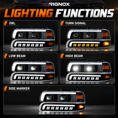 1999-2002 Chevrolet Silverado & 2000-2006 Tahoe / Suburban LED Dual Projector Headlights — lighting functions — H-SIL99