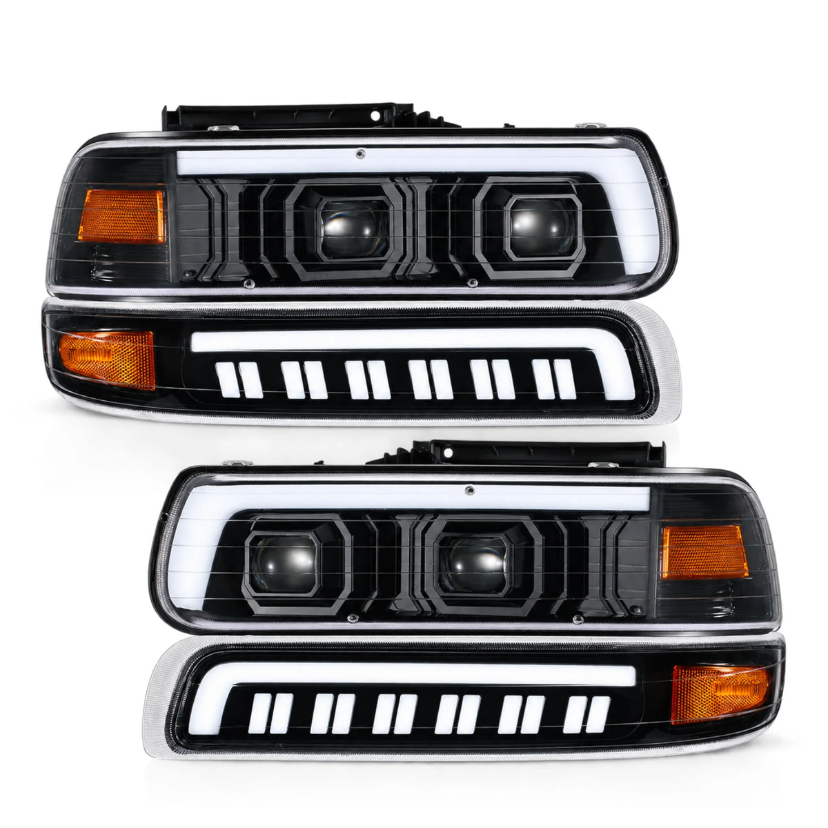 1999-2002 Chevrolet Silverado & 2000-2006 Tahoe / Suburban LED Dual Projector Headlights — main product view — H-SIL99