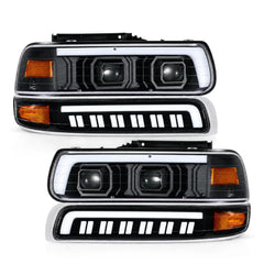 1999-2002 Chevrolet Silverado & 2000-2006 Tahoe / Suburban LED Dual Projector Headlights — main product view — H-SIL99