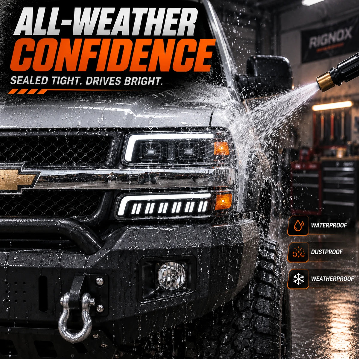 1999-2002 Chevrolet Silverado & 2000-2006 Tahoe / Suburban LED Dual Projector Headlights — waterproof — H-SIL99