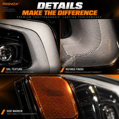 2004-2008 Ford F-150 & 2006-2008 Lincoln Mark LT LED Dual Projector Headlights — DRL side marker and housing details — H-F150-04