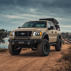 2004-2008 Ford F-150 & 2006-2008 Lincoln Mark LT LED Dual Projector Headlights — red truck daylight installed view — H-F150-04