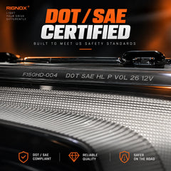 2004-2008 Ford F-150 & 2006-2008 Lincoln Mark LT LED Dual Projector Headlights — DOT SAE certified lens detail — H-F150-04