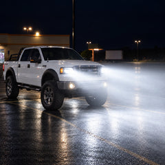 2004-2008 Ford F-150 & 2006-2008 Lincoln Mark LT LED Dual Projector Headlights — high beam nighttime display — H-F150-04