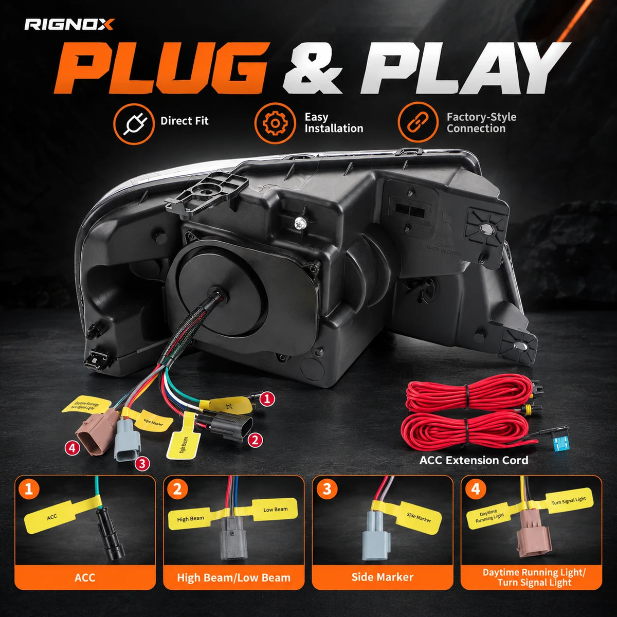 2004-2008 Ford F-150 & 2006-2008 Lincoln Mark LT LED Dual Projector Headlights — plug and play wiring — H-F150-04