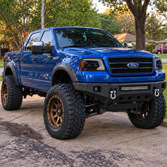 2004-2008 Ford F-150 & 2006-2008 Lincoln Mark LT LED Dual Projector Headlights — blue truck outdoor installed view — H-F150-04