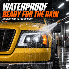 2004-2008 Ford F-150 & 2006-2008 Lincoln Mark LT LED Dual Projector Headlights — waterproof rain test — H-F150-04