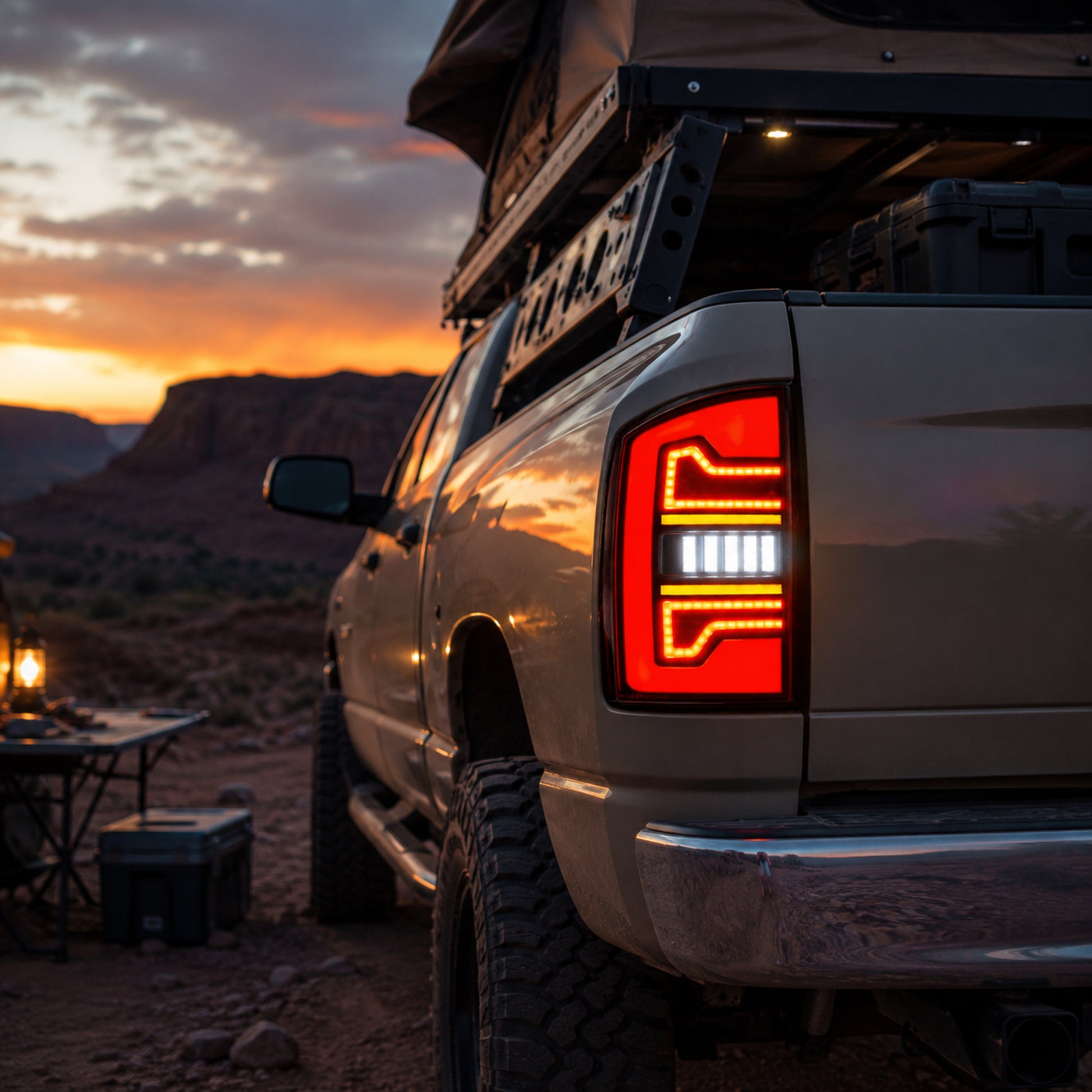 2002-2008 Dodge Ram Sequential LED Tail Lights — smoke red bar overland camp - T-RAM07-08