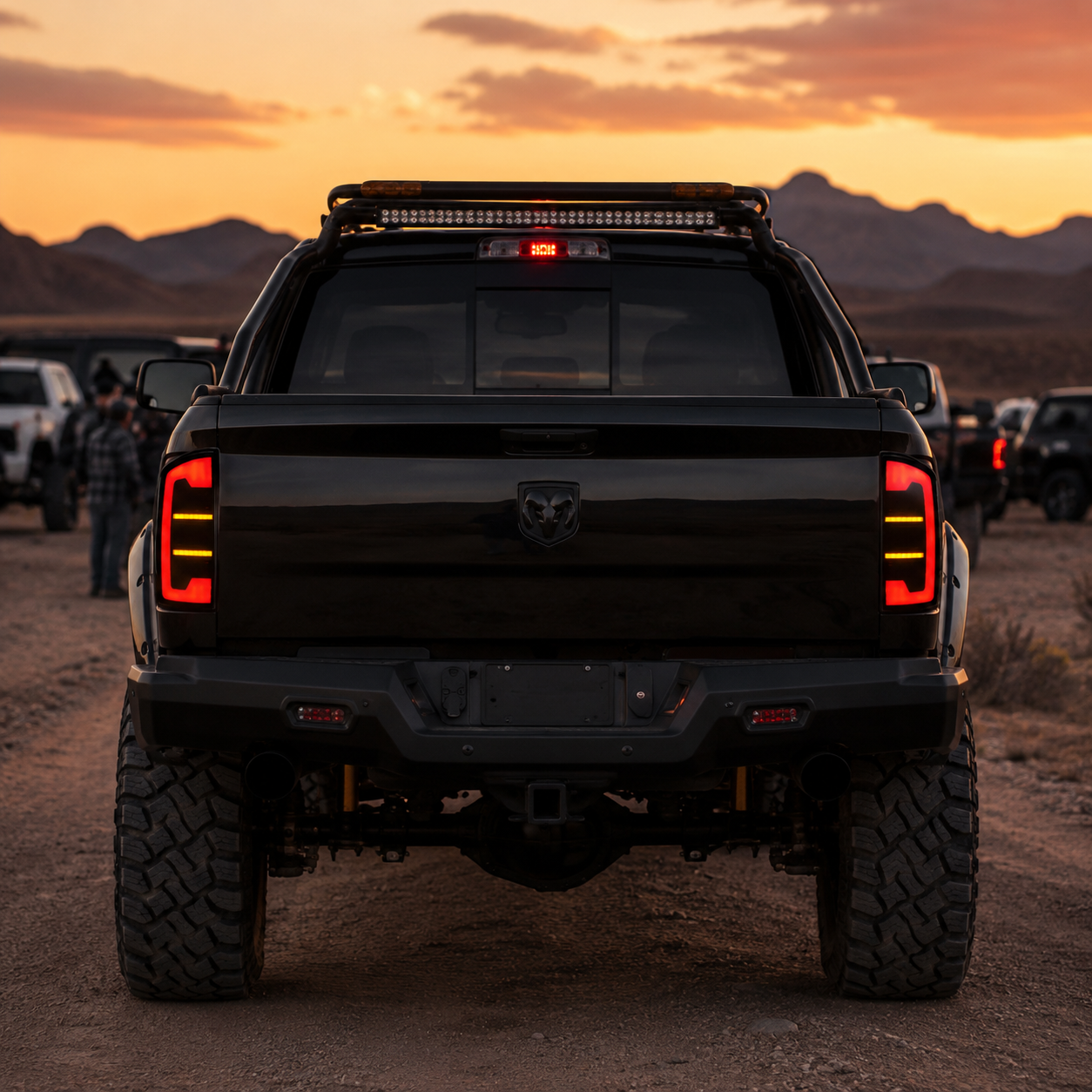 2002-2008 Dodge Ram Sequential LED Tail Lights — smoke red bar truck meet - T-RAM02-06