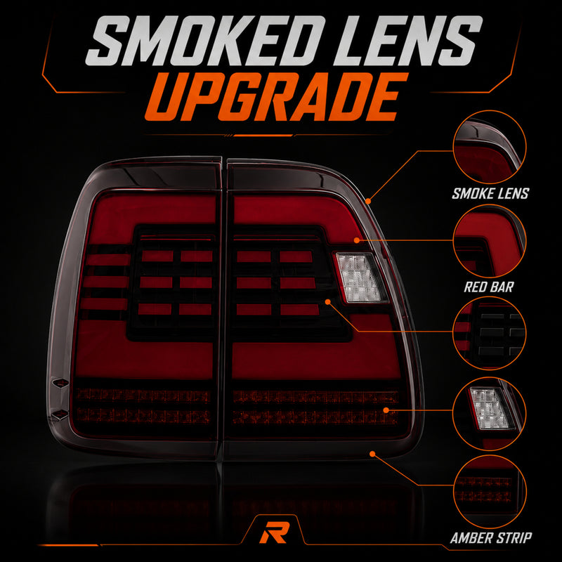 2003-2007 Lexus LX470 Sequential LED Tail Lights — smoke red bar function12